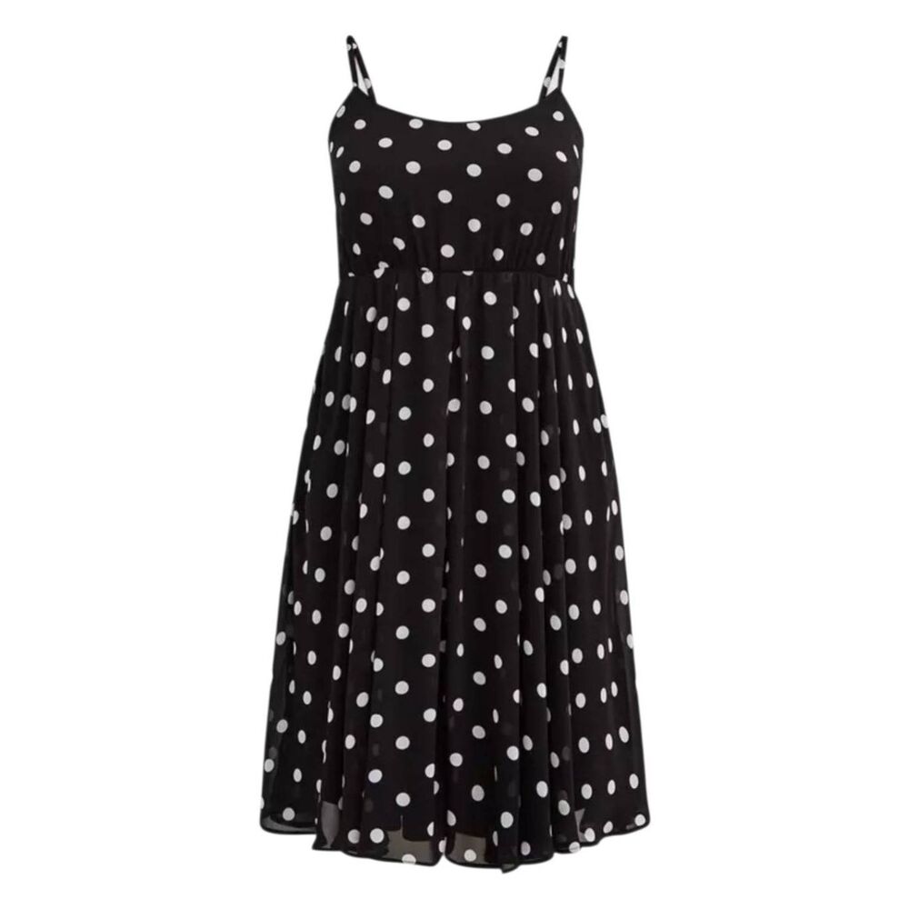 Torrid Chiffon Black and white Polka Dot Strappy Dress Womens size Large - Picture 2 of 10